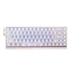 ATK 68 RX eSports Hall Effect Keyboard, white 65% with frosted PC keycaps and subtle purple LED backlighting.