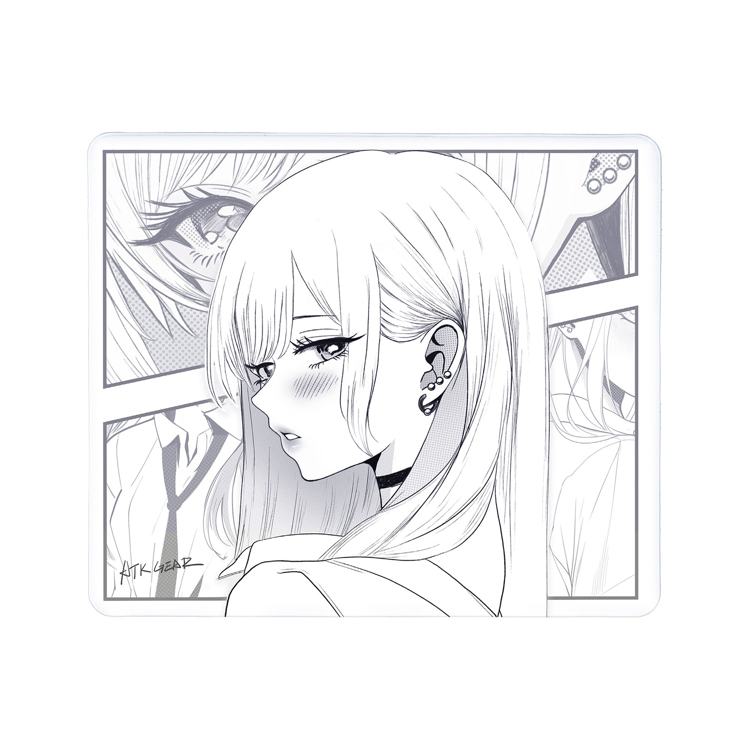 ATK Anime Mouse Pad featuring a blushing anime girl in manga style with 'ATK GEAR' logo.