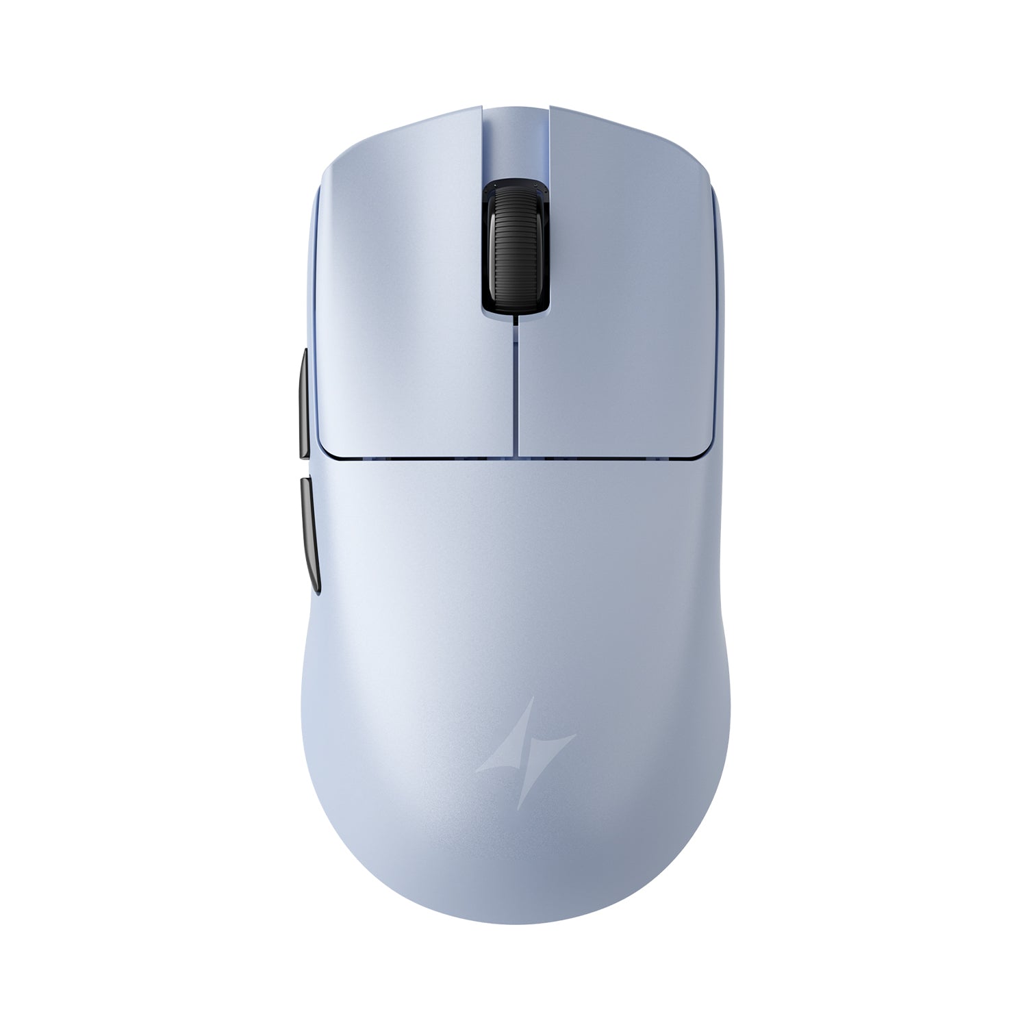 ATK Blazing Sky F1 V2 Series wireless gaming mouse, light blue, ergonomic design with scroll wheel and side buttons.