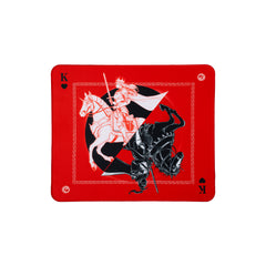 Red ATK Knight Zodiac Horse gaming mouse pad with black and white knight graphics, resembles King card.