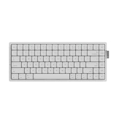 Minimalist white compact mechanical keyboard with QWERTY layout and function keys.