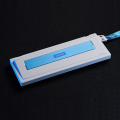 ATK EDGE 60HE LEVIATAN keyboard, white aluminum, blue accent plate, LEVIATAN logo, blue LED lighting.