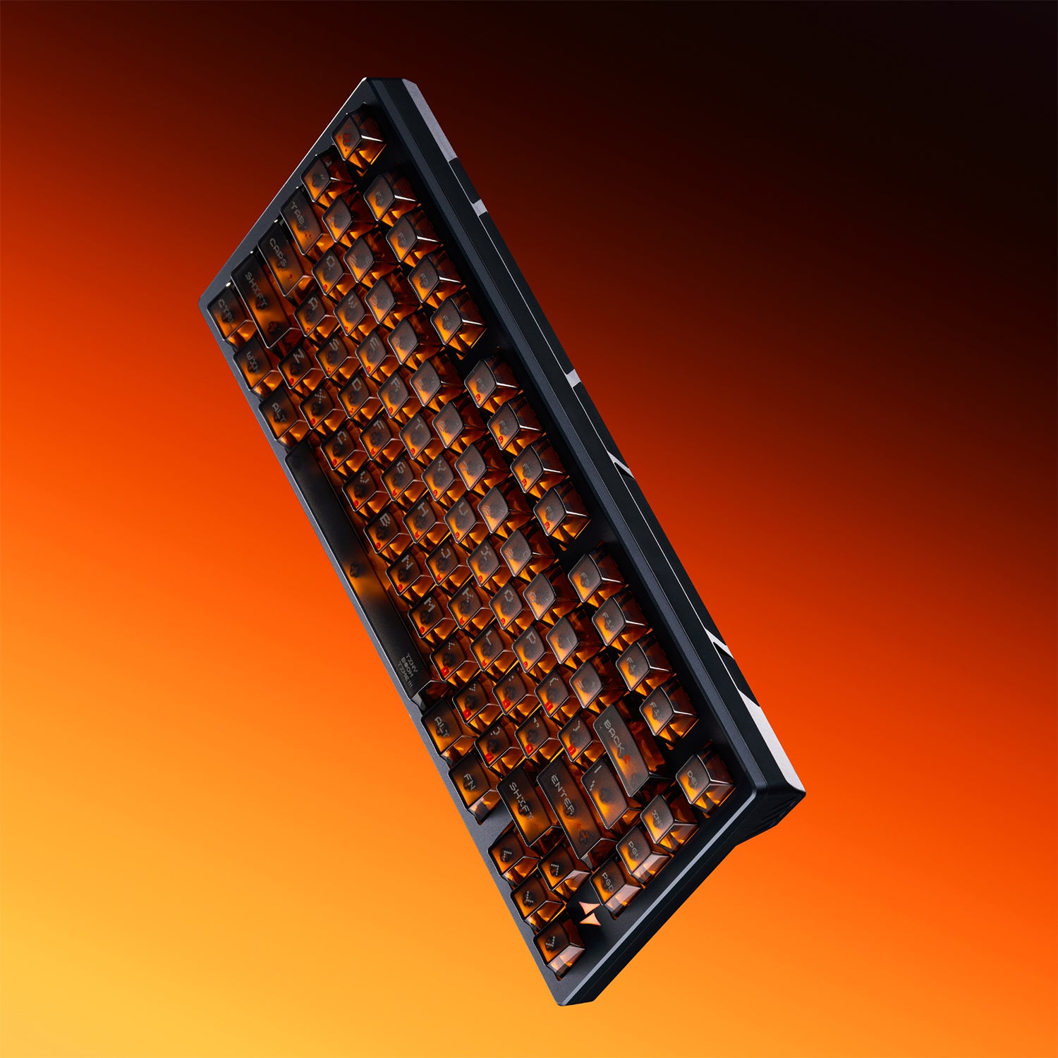 ATK RS7 Turbo 75% esports keyboard with translucent orange keys and aluminum plate