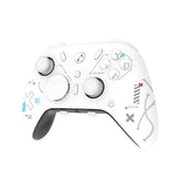 ATK AXE Series white tri-mode wireless game controller with unique graphic design and 'ALL FOR GAMING' text.