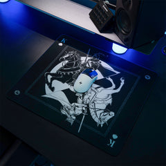 ATK Knight Zodiac Horse gaming mouse pad with black and white knight on horse design, featuring 'K' card symbols.