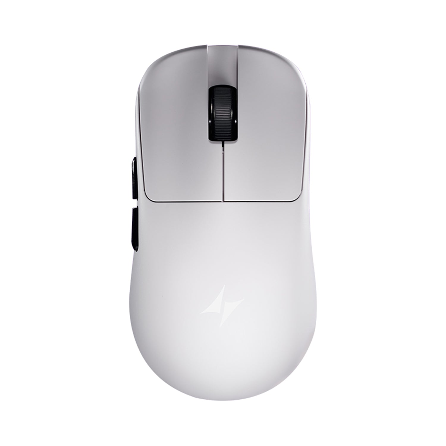 ATK Blazing Sky white duckbill wireless mouse with textured scroll wheel and lightning bolt logo.