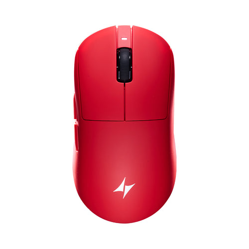 Red ATK Dragonfly A9 wireless gaming mouse with white lightning bolt logo