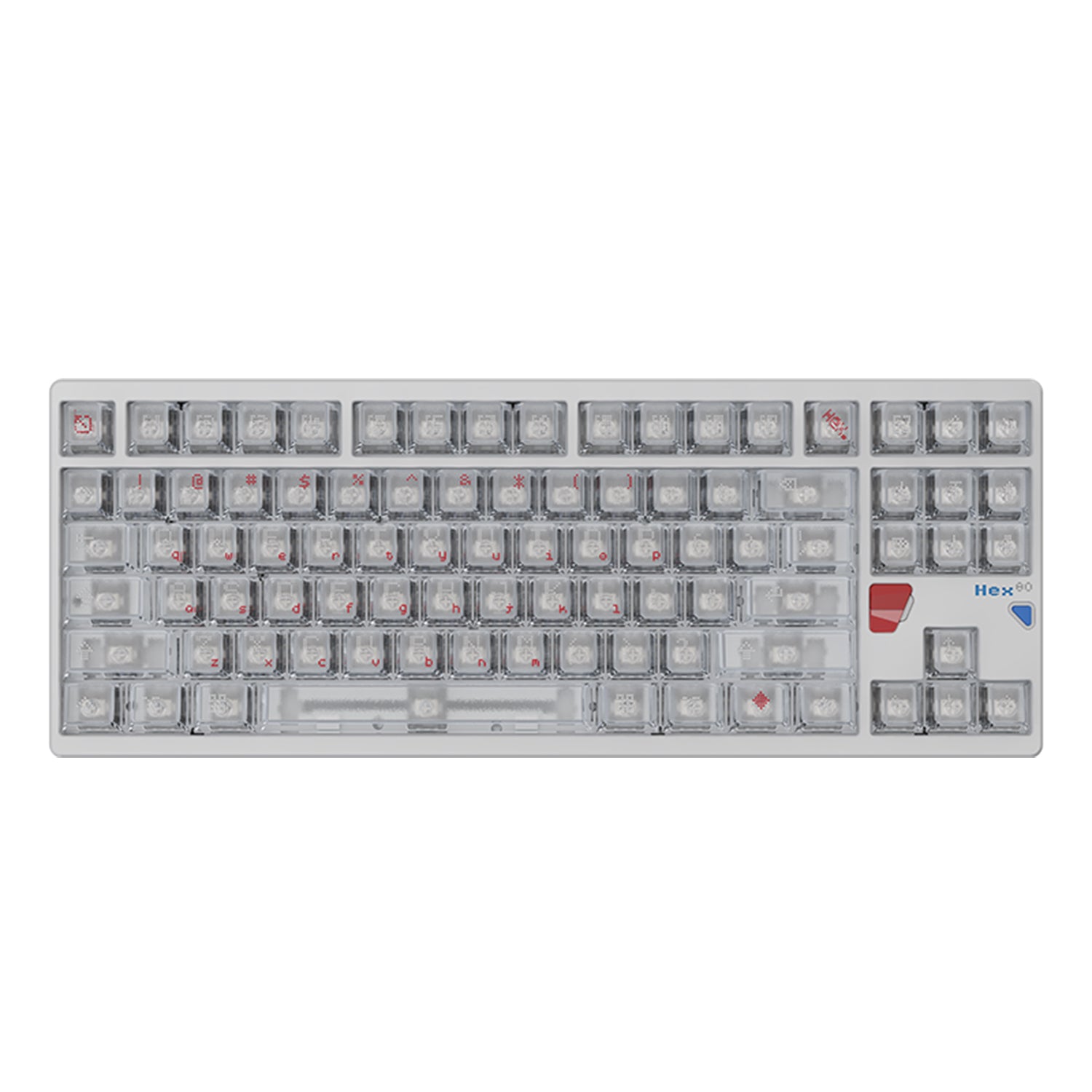 ATK x QK Hex80 TKL keyboard with transparent keycaps and white aluminum case