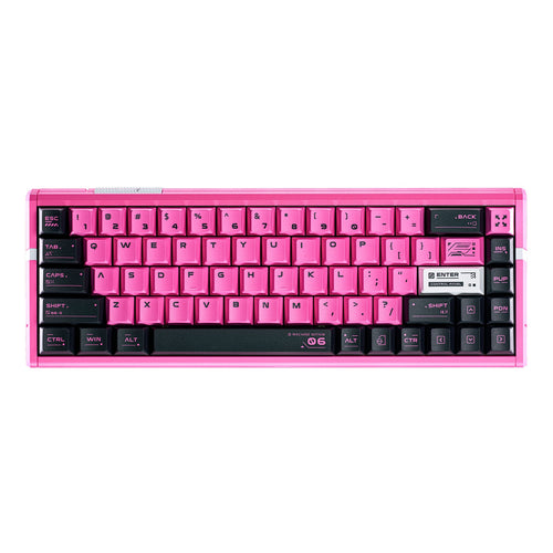 Pink ATK RS6+ aluminum magnetic switch keyboard with black and white keycaps