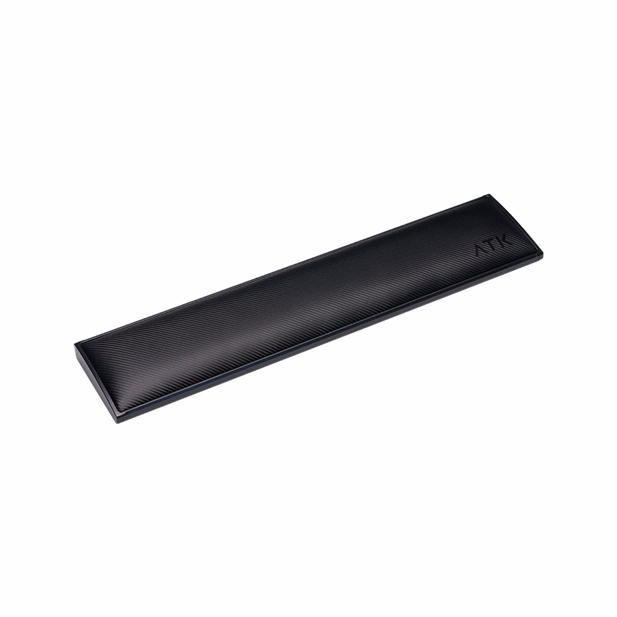 ATK aluminum keyboard wrist rest with textured PU leather surface and chamfered edges