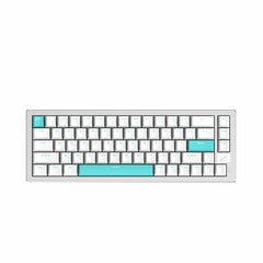 ATK 68 V2 eSports keyboard in silver with white and teal keycaps, 65% layout.