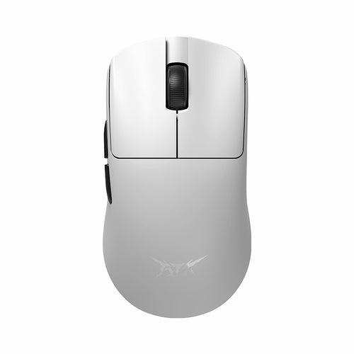ATK Blazing Sky F1 Series wireless gaming mouse, white with scroll wheel and side buttons.