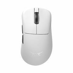 ATK Blazing Sky Z1 Series white wireless gaming mouse with black scroll wheel and ATK logo on product page.