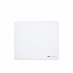 White ATK Micro-Etched Tempered Glass Gaming Mousepad with rounded corners and subtle logo.