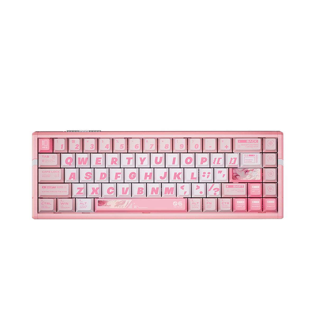 ATK RS6 Aluminum Hall Effect Keyboard, rosy fairy theme, 65% layout, pink keycaps, aluminum case
