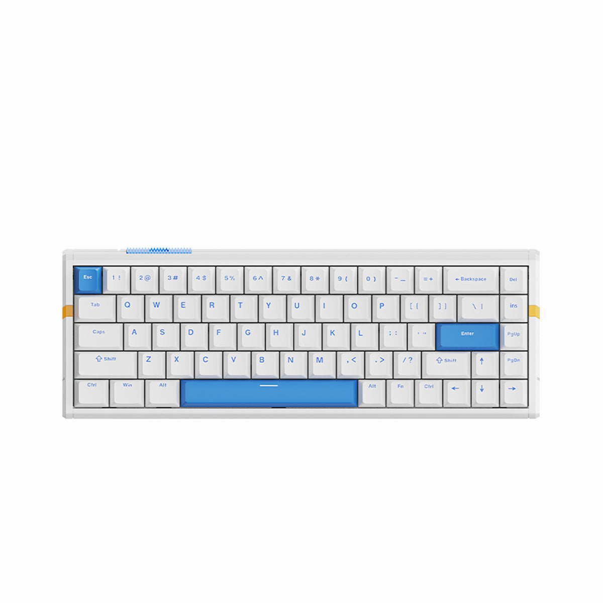 ATK RS6 white aluminum 65% hall effect keyboard with blue accents.