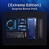 ATK EDGE 60HE Surprise Bonus Pack: gaming mechanical keyboard, blue coiled cable, stickers, PCB, box.