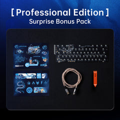 ATK EDGE 60HE Surprise Bonus Pack: PCB, dragon stickers, coiled cable, ATK tool.