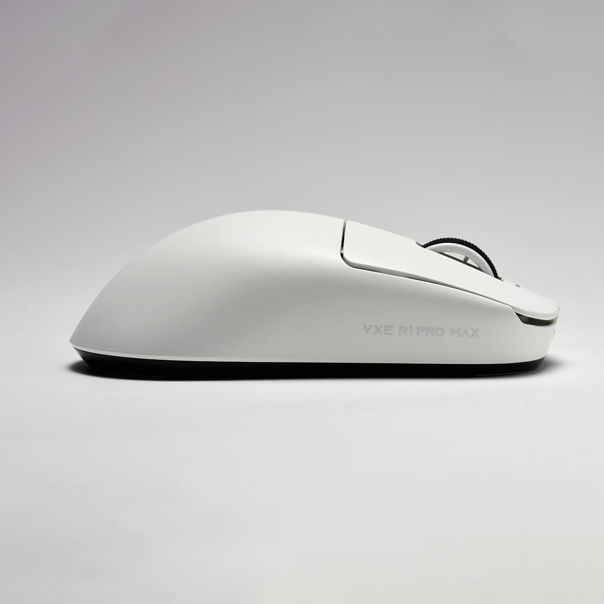 White VXE R1 Pro Max wireless mouse with a sleek, ergonomic design on a white background.