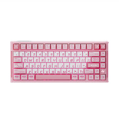 ATK RS7 V2 pink 75% aluminum keyboard, translucent Cherry keycaps, lightning bolt logo. Showcases layout.