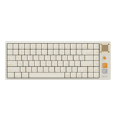 Cream-colored YODO 75 75% mechanical keyboard with a retro design, featuring a gold knob and a textured speaker grille.