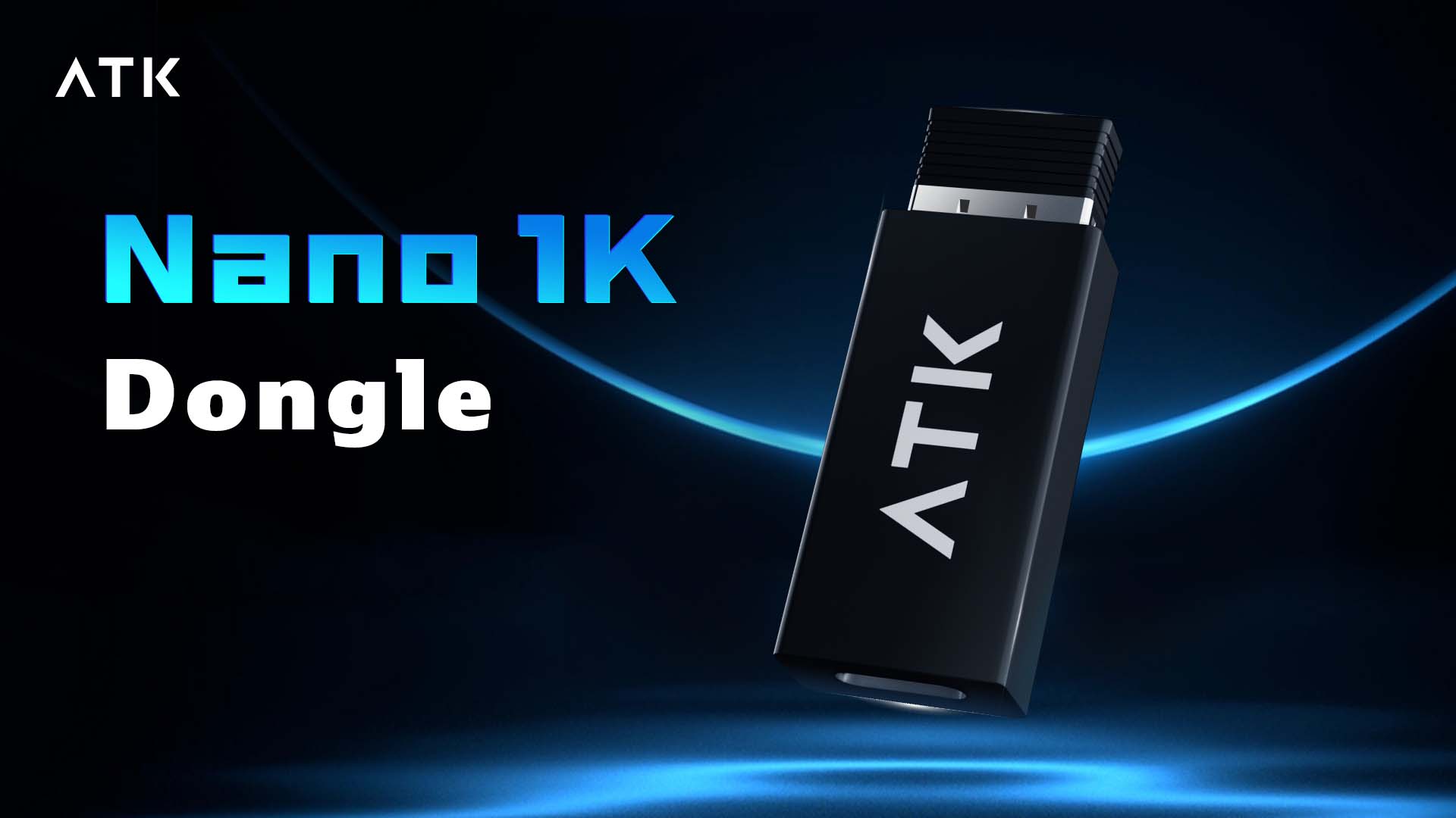 ATK Nano 1K Wireless Dongle product showcase with black USB receiver