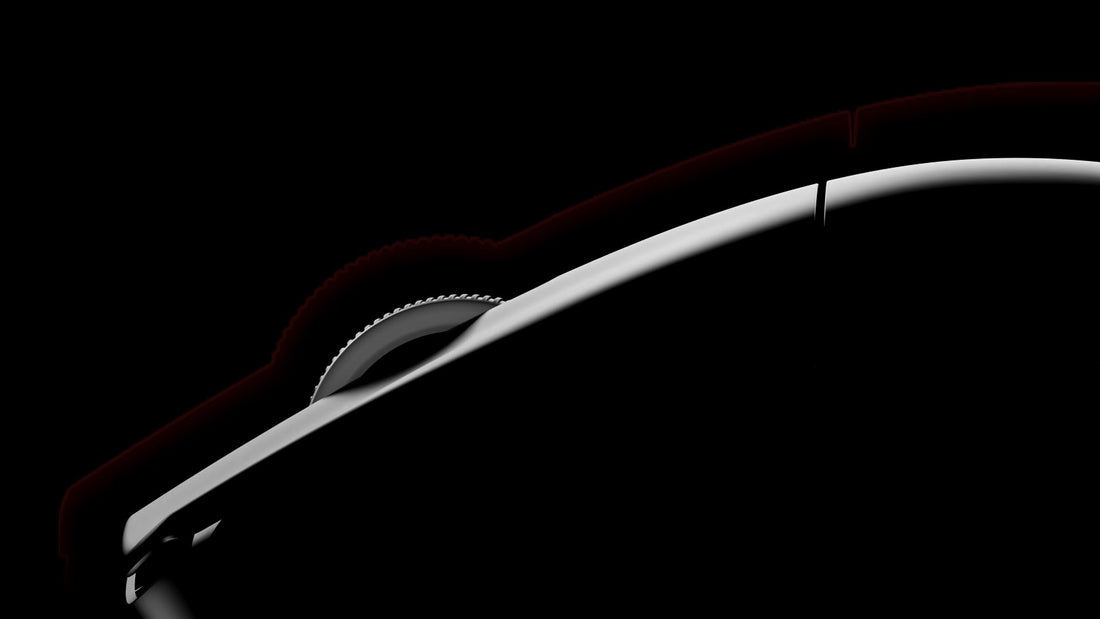 Close-up side view of a black gaming mouse with illuminated scroll wheel against a dark background.