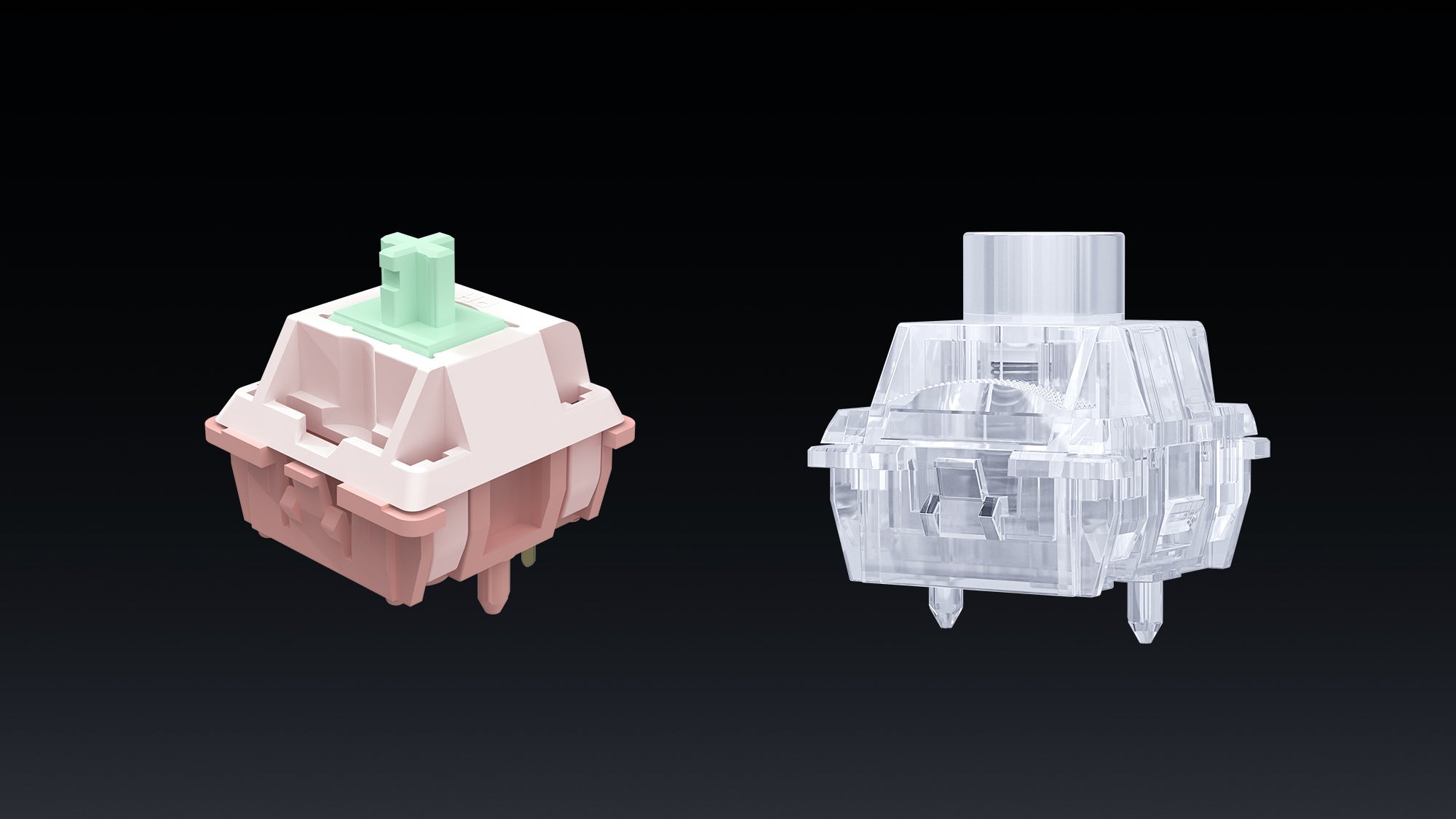Pink and transparent mechanical keyboard switches