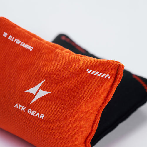 Orange ATK Esports handheld sweat bag with white "ALL FOR GAMING." text and logo.