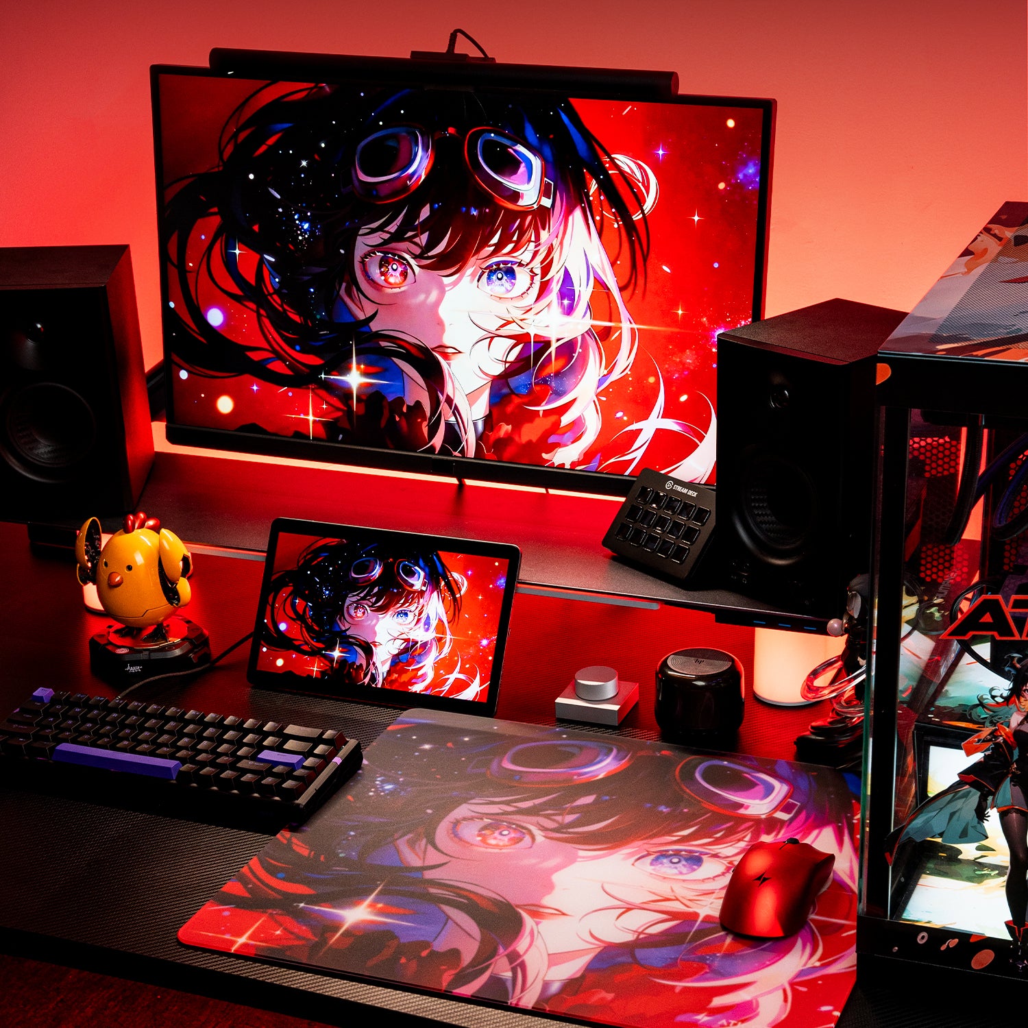 ATK Crimson Limited Edition tempered glass mouse pad with anime art