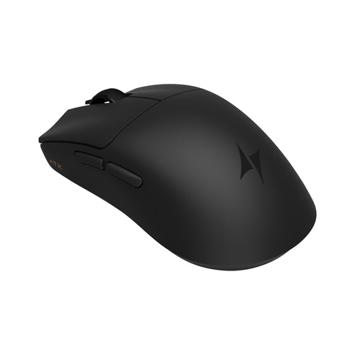 Black ATK Blazing Sky F1 V2 Series wireless esports mouse with textured scroll wheel and ATK logo.