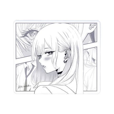 ATK Anime Mouse Pad featuring a blushing anime girl in manga style with 'ATK GEAR' logo.