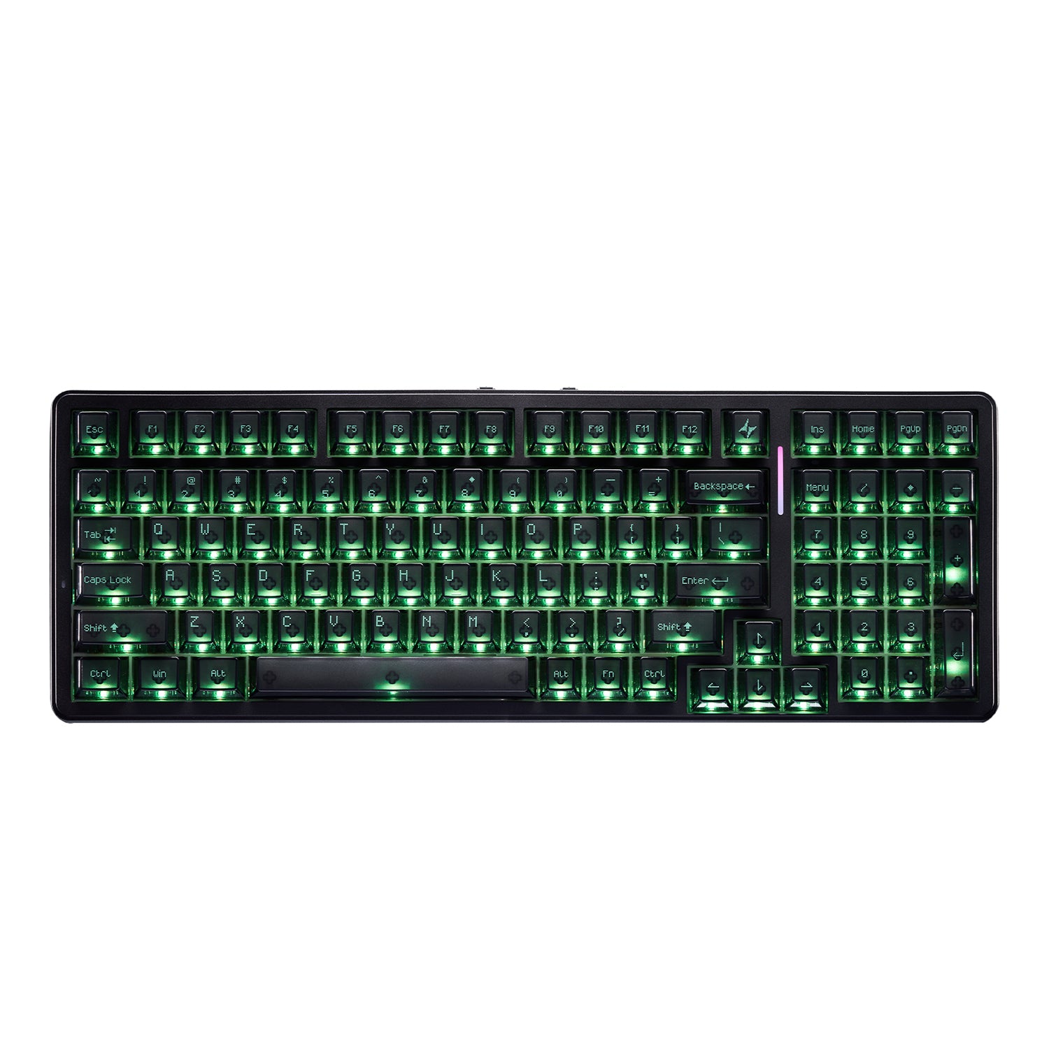 ATK A98 Pro wireless mechanical gaming keyboard with green ARGB lighting