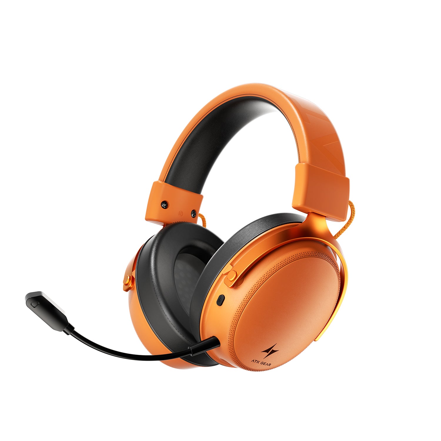 ATK Neptune N9 eSports wireless gaming headset in vibrant orange with a detachable microphone.
