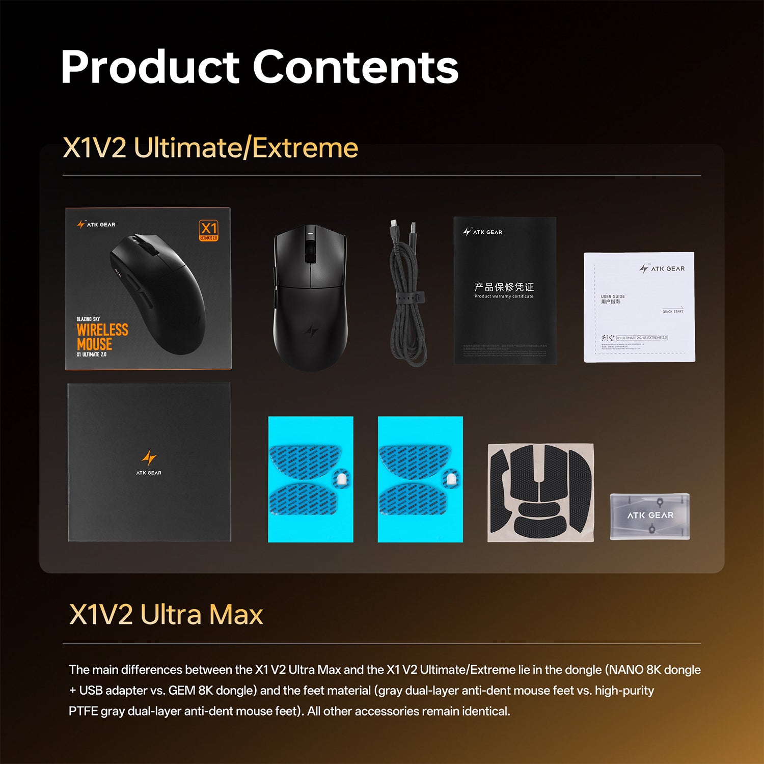 ATK Gear X1V2 Ultimate/Extreme wireless mouse and accessories kit
