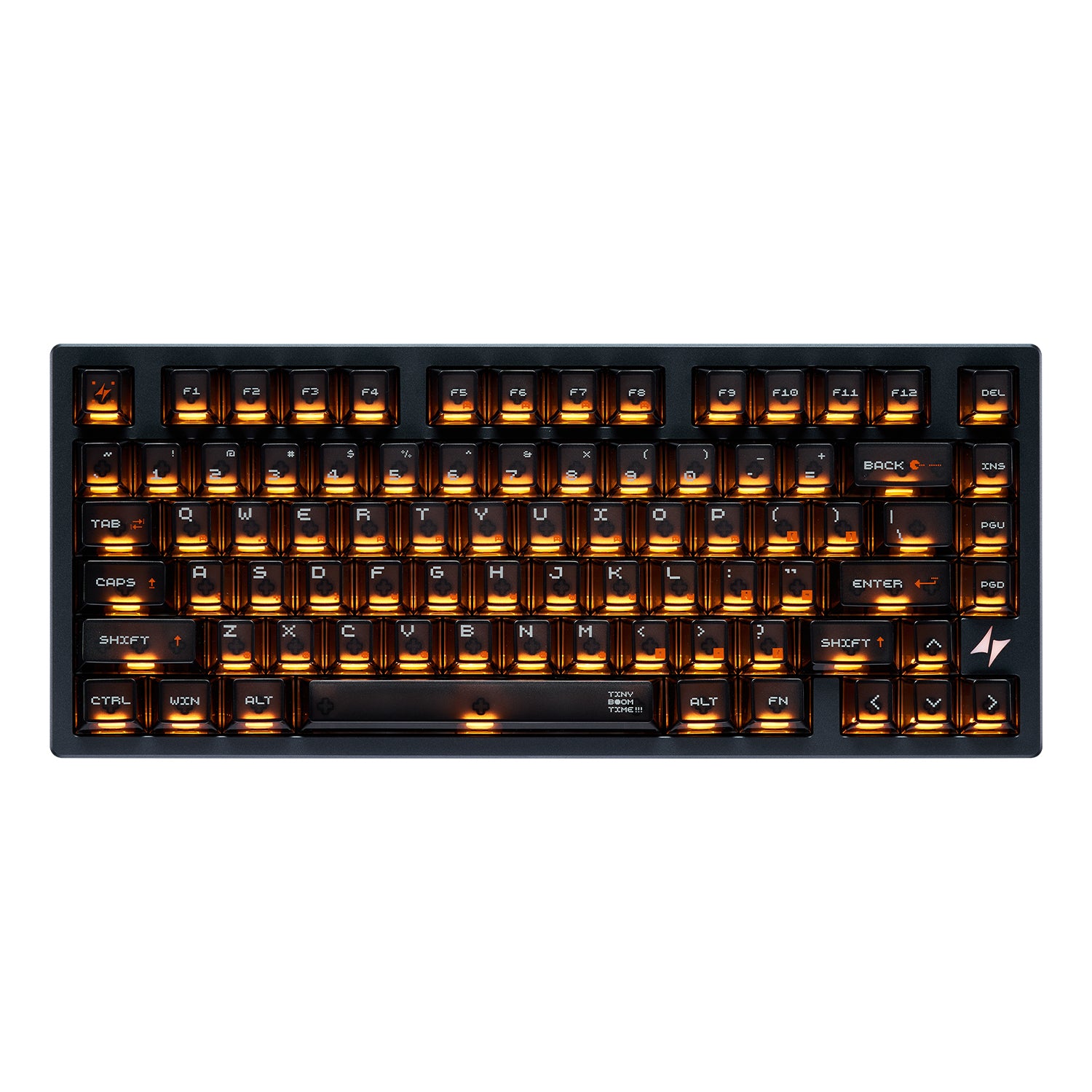 ATK RS7 Turbo 75% esports keyboard with orange backlighting and aluminum top case