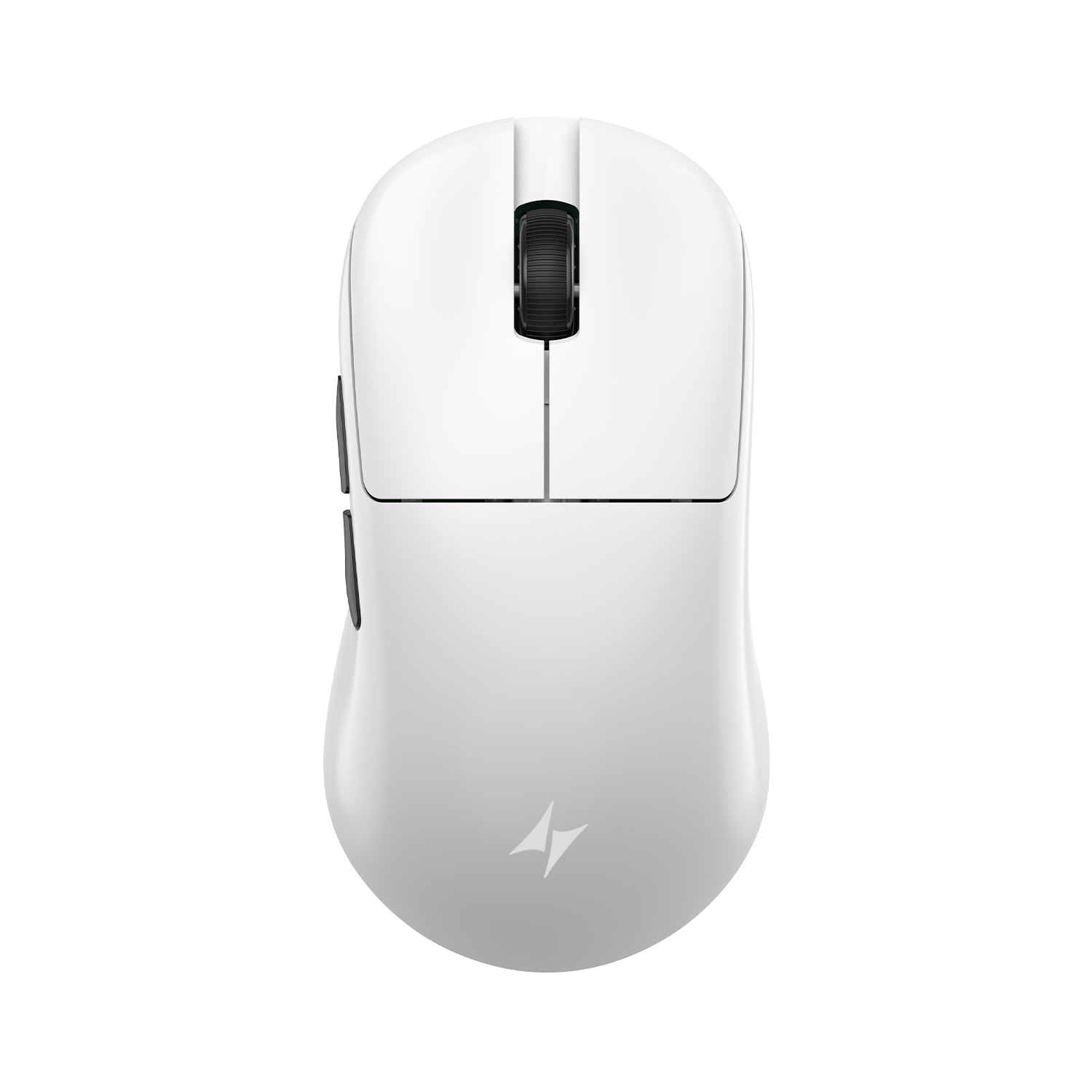 White ATK Blazing Sky U2 V2 Superlight wireless gaming mouse, ergonomic design, black textured scroll wheel & side buttons, ATK logo.