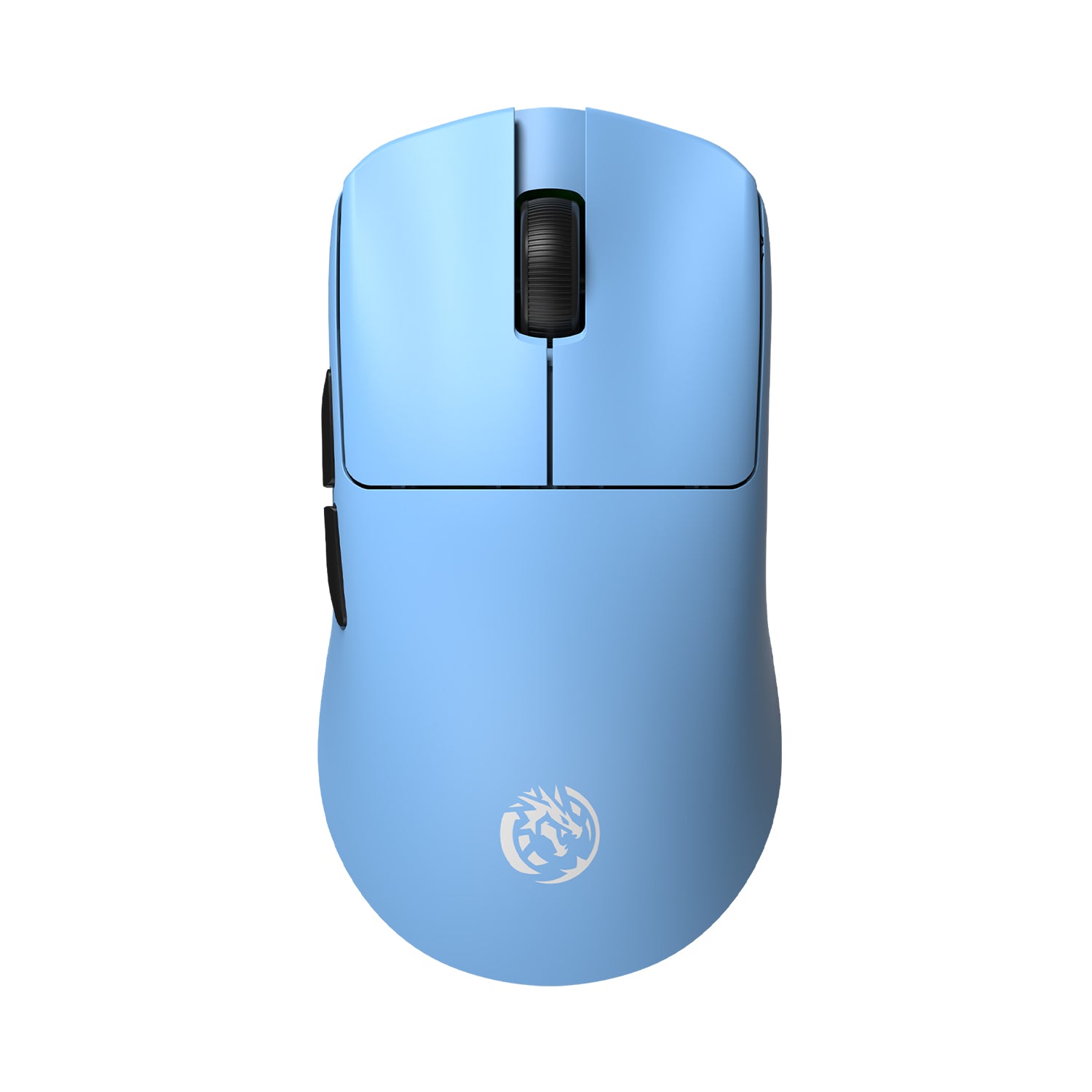 Light blue ATK Blazing Sky F1 V2 wireless esports mouse with black scroll wheel and side buttons