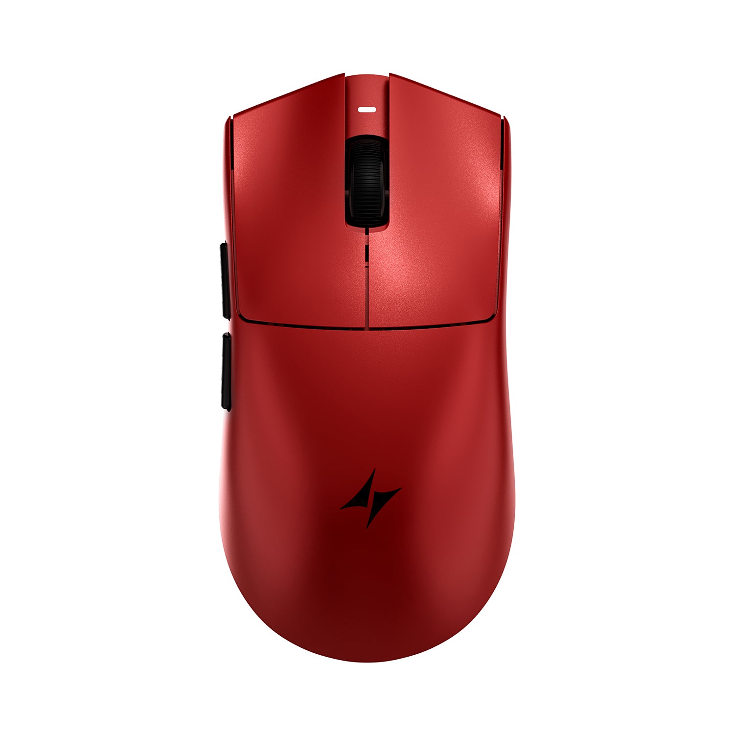 Red ATK Blazing Sky X1 V2 wireless gaming mouse with black scroll wheel and side buttons, featuring the ATK logo.