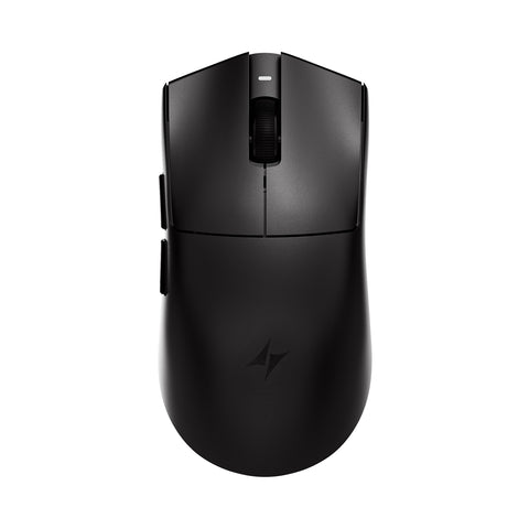 ATK Blazing Sky X1 V2 Series esports wireless mouse, black, ergonomic design with textured scroll wheel and side buttons.
