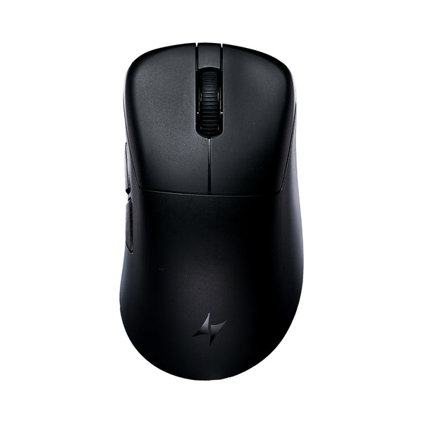 ATK Blazing Sky Z1 V2 wireless gaming mouse in black with a textured scroll wheel and subtle brand logo.