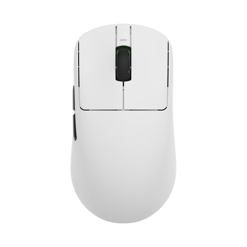 VXE Dragonfly R1 Series wireless mouse, white with black scroll wheel and side buttons