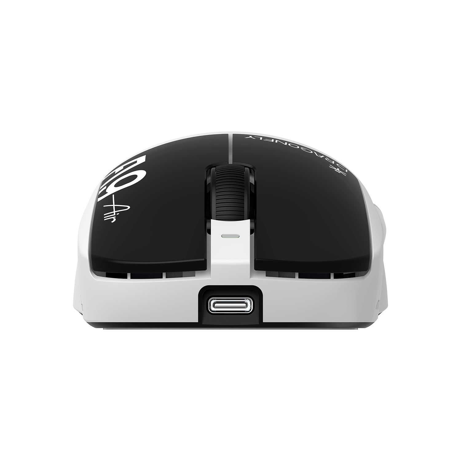 ATK Dragonfly A9 lightweight wireless mouse, white with black top and USB-C port.