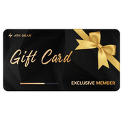 ATK GEAR gift card with gold ribbon and 'Exclusive Member' text