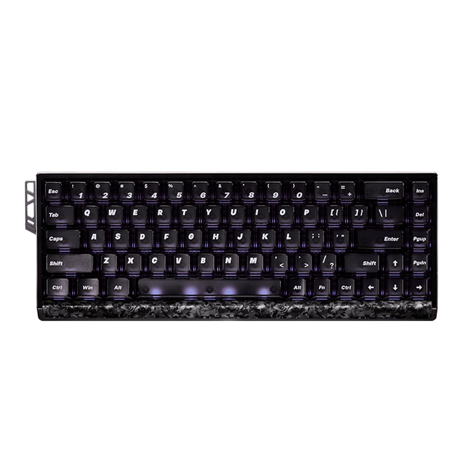 ATK 68 RX eSports Hall Effect Keyboard with forged carbon limited edition design and purple backlighting.