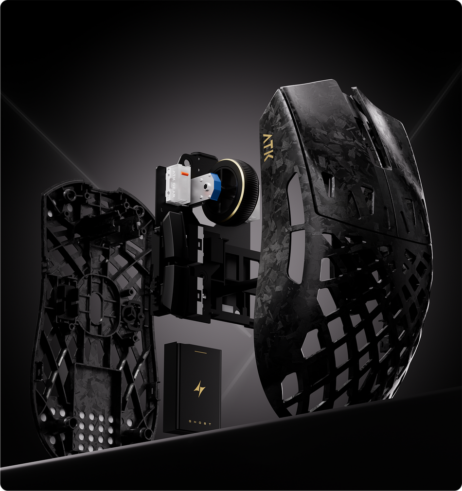 Exploded view of the ATK GHOST hollow shell, switch assembly and battery