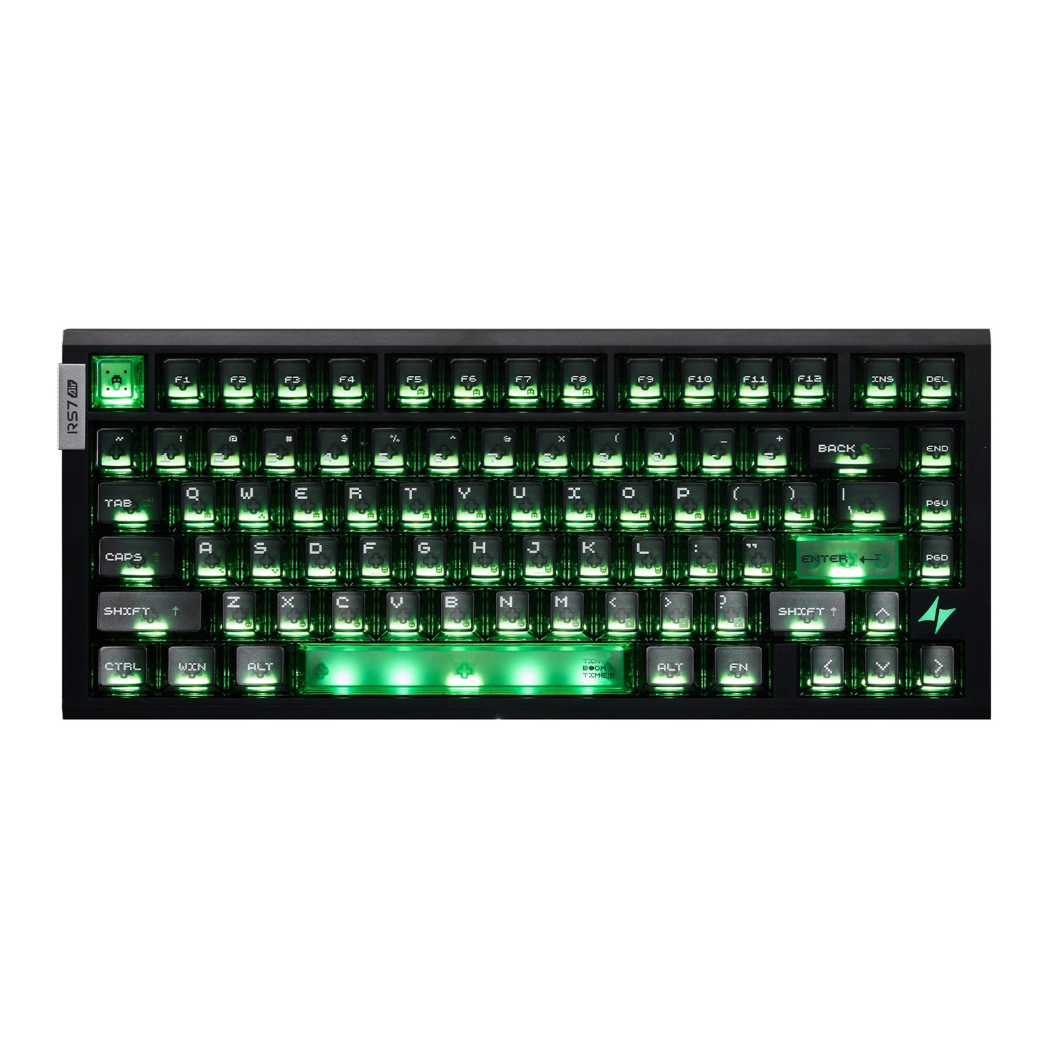 ATK RS7 Air Esports Keyboard with frosted translucent keycaps and green backlighting