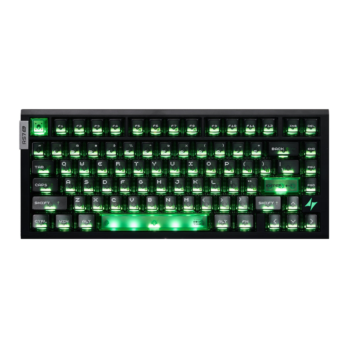 ATK RS7 Air Esports Keyboard with frosted translucent keycaps and green backlighting