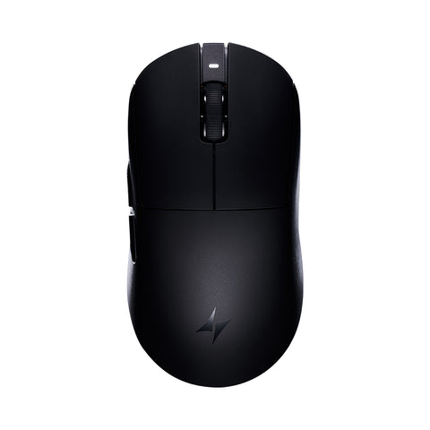 Black ATK Dragonfly A9 lightweight wireless gaming mouse with textured scroll wheel and logo