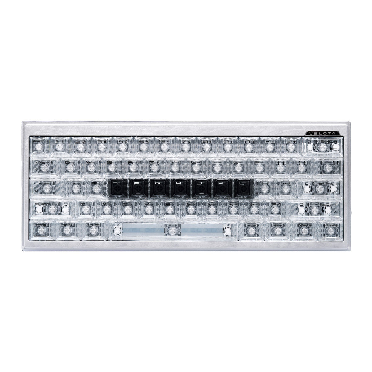 Velota FUZZY 60/63 V2 translucent mechanical keyboard with silver aluminum case
